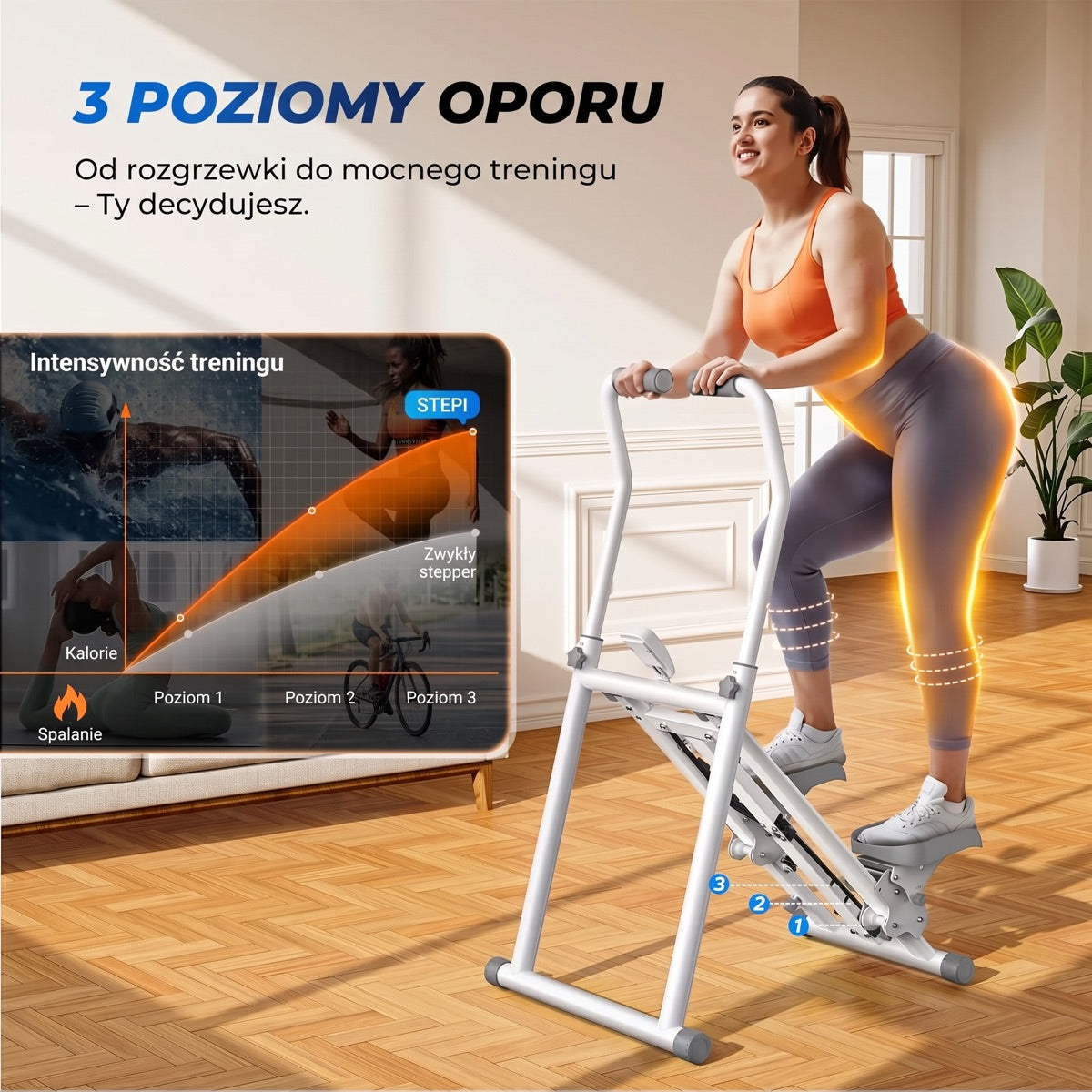 3 poziomy oporu stepera STEPI
